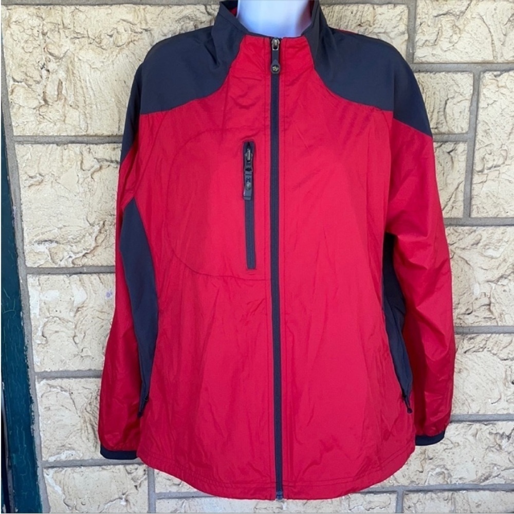 Northend Windbreaker Jacket Red & Gray Running Gym
Size Large
